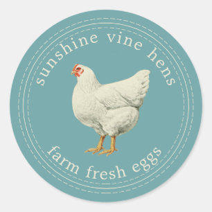 Adesivo Ovos Frescos De fazenda Vintage Hen Ovos Azul