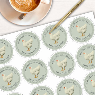 Adesivo Ovos Frescos fazendas Cartonagem de Ovos Verde 2,5