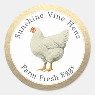 Adesivo Ovos Frescos fazendas Vintage Hen Modern Ovocarton