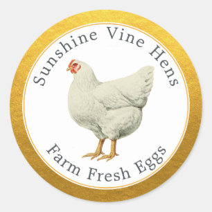 Adesivo Ovos Frescos fazendas Vintage Hen Modern Ovocarton