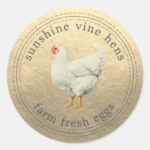 Adesivo Ovos Frescos fazendas Vintage Hen Modern Ovocarton