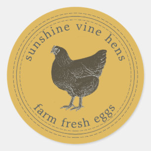 Adesivo Ovos Frescos fazendas Vintage Hen Ovos Cartonagem