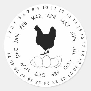 Adesivo Ovos Frescos Orgânicos de Galinha com Datas Circun