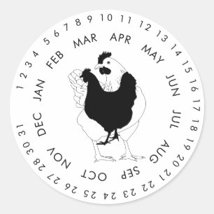 Adesivo Ovos Frescos Orgânicos de Galinha com Datas Circun