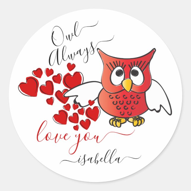 Adesivo Owl Always Love You - Valentine Owl (Frente)