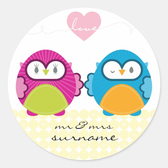 Adesivo OWL AMOR: garota brilhante + menino (Frente)