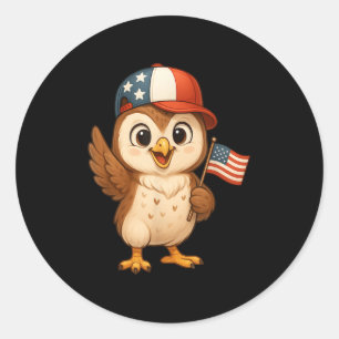 Adesivo Owl Bird Usa Flag 4 de julho Dia da Independência