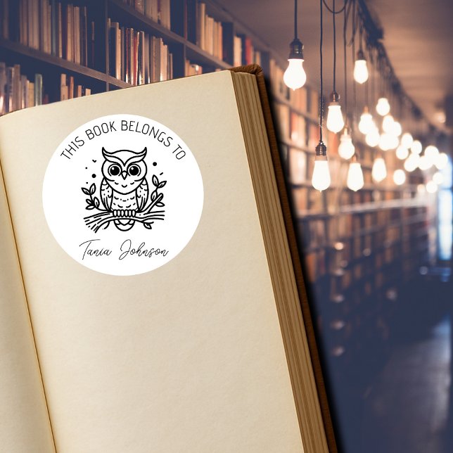 Adesivo Owl Bookplate Stickers – “This Book Belongs To”  (Criador carregado)