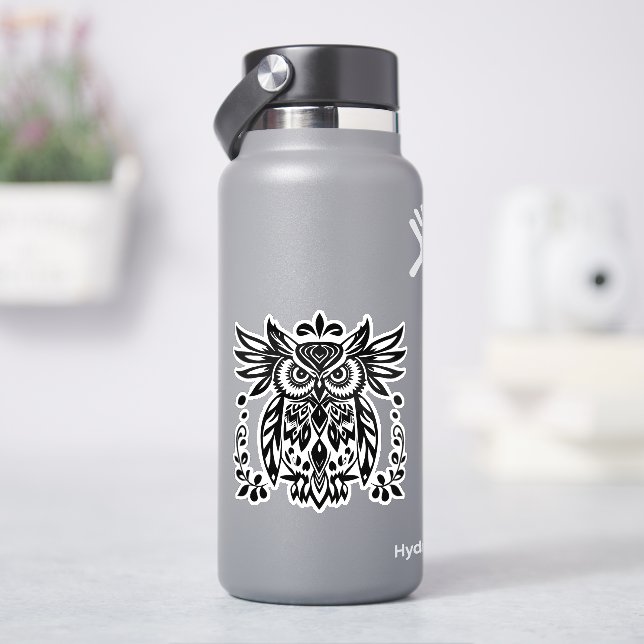 Adesivo Owl Lovers Rustic Woodlands Black White Bohemian  (HidroFlask)