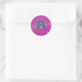 Adesivo Owl Teal Purple Sticker Kids Birthday Party