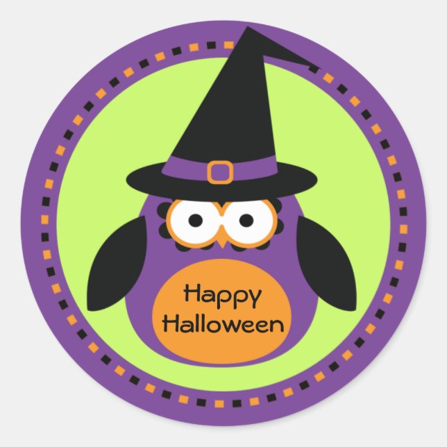 Adesivo Owl Witch Halloween Party Favor dos Stickers (Frente)