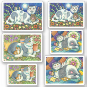 ADESIVO OWLS E GATOS, BURACO DE ARTE PASTA DO PAÍS