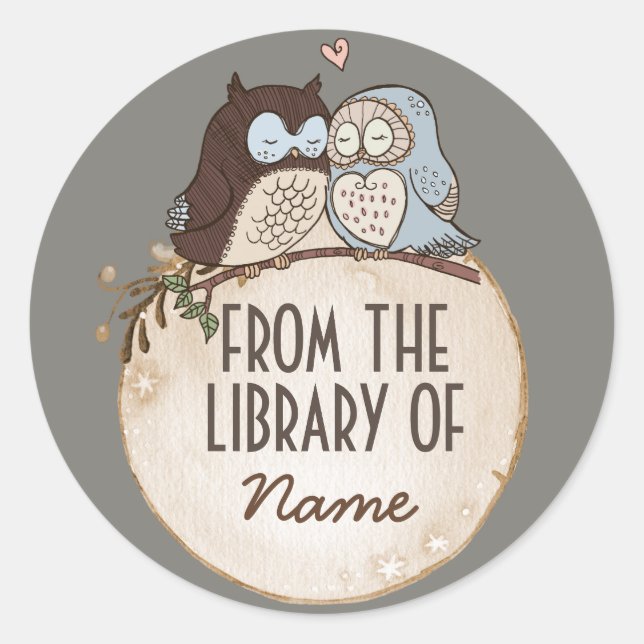 ADESIVO OWLS EM AMOR, ANIMAL STICKER, DA BIBLIOTECA DE (Frente)