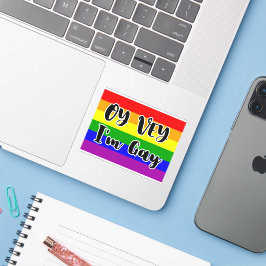 Adesivo Oy Vey, sou Gay Rainbow Flag Engraçado