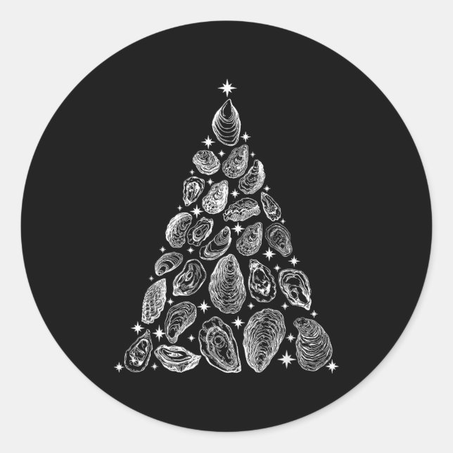 Adesivo Oyster Christmas Tree Seafood Shellfish Holiday Be (Frente)
