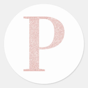Adesivo P de Monograma Brilhante Rosa Dourado Pálido Femin