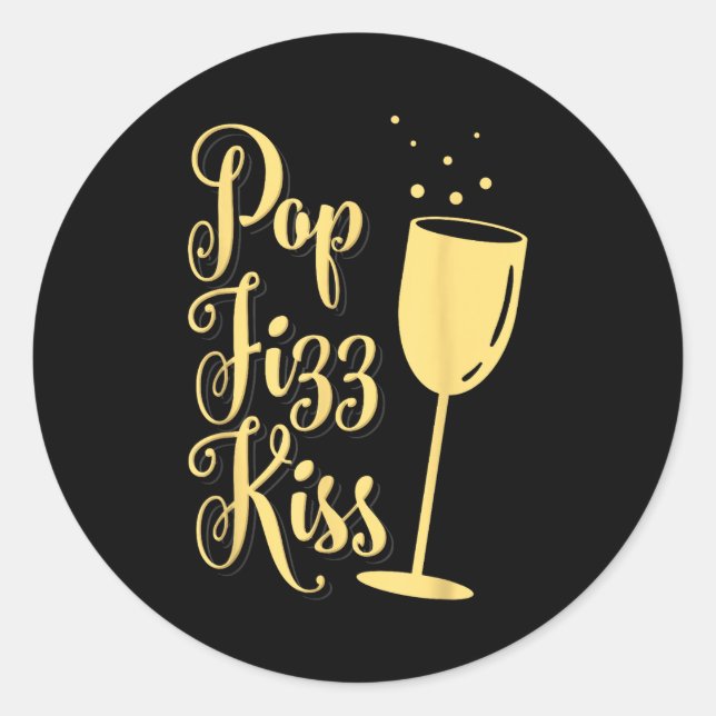 Adesivo P Fizz Kiss Funny New Years Eve Wine Champagne  (Frente)