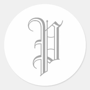 Adesivo P - Letra Monograma Cinza Sticker Antigo Inglês