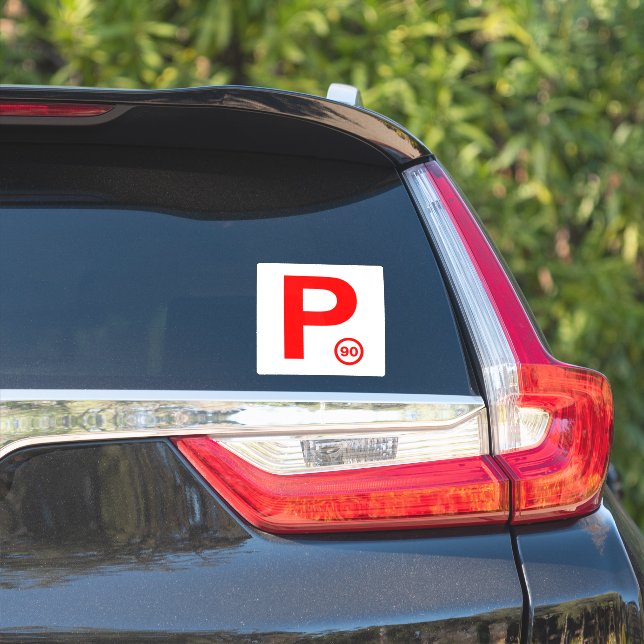 Adesivo P Plate 90 White / Red Sticker (Lado do carro)