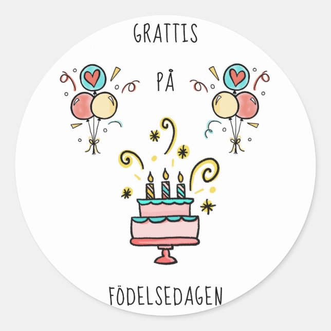 Adesivo På Grattis födelsedagen | Happy Birthday (Frente)