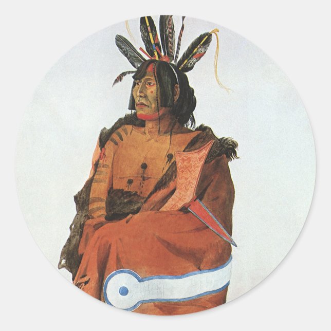 Adesivo Pachtuwa-Chta, Arikara Warrior Retrato de Bodmer (Frente)