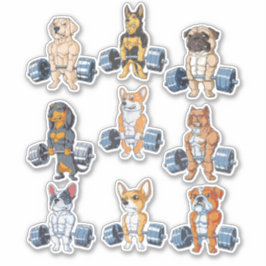 Adesivo Pack Dog Gym Lover - Engraçado Gym Lover Pack 6