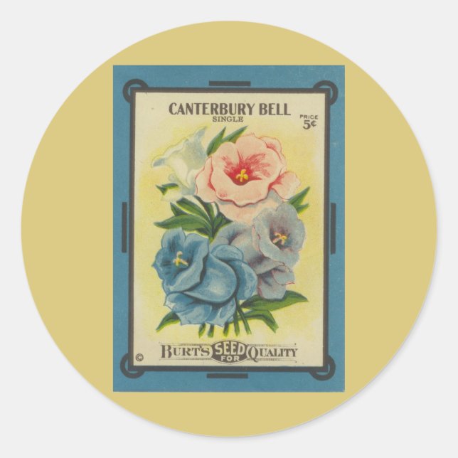 Adesivo Pacote Antiquado de Sementes: Canterbury Bells (Frente)