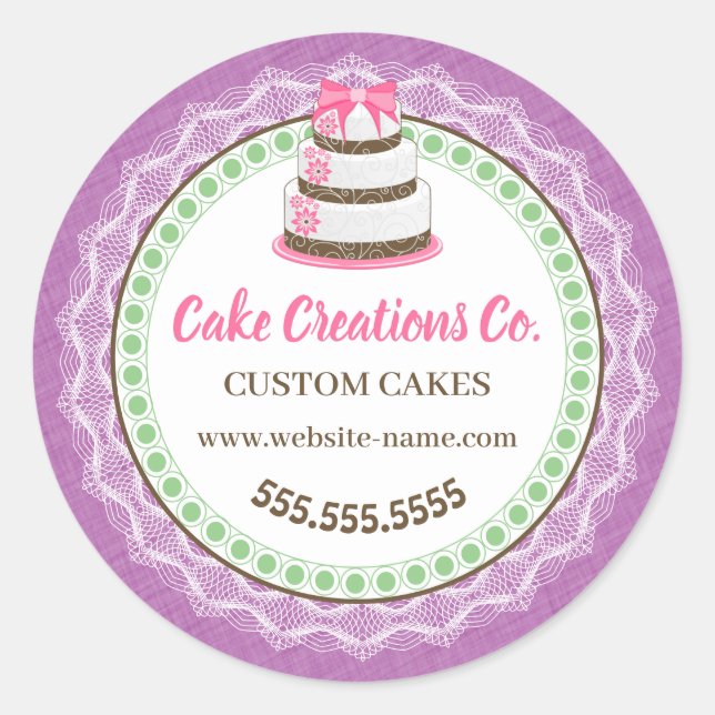 Adesivo Pacote de Bolo Elegante Personalizado (Frente)