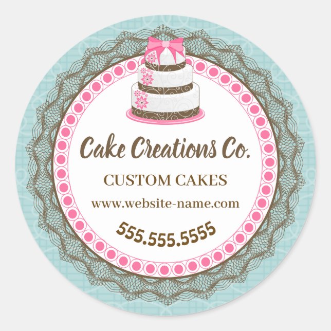 Adesivo Pacote de Bolo Elegante Personalizado (Frente)