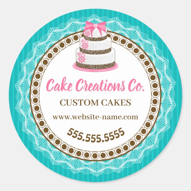Adesivo Pacote de Bolo Elegante Personalizado (Frente)