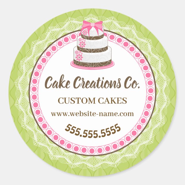 Adesivo Pacote de Bolo Elegante Personalizado (Frente)