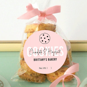 Adesivo Pacote de Cookies Modernos, Rosa e Branco Feminino