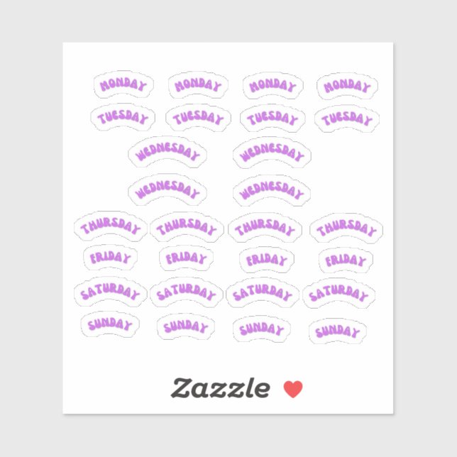 Adesivo Pacote de Diário Retro semanal roxo (Folha)