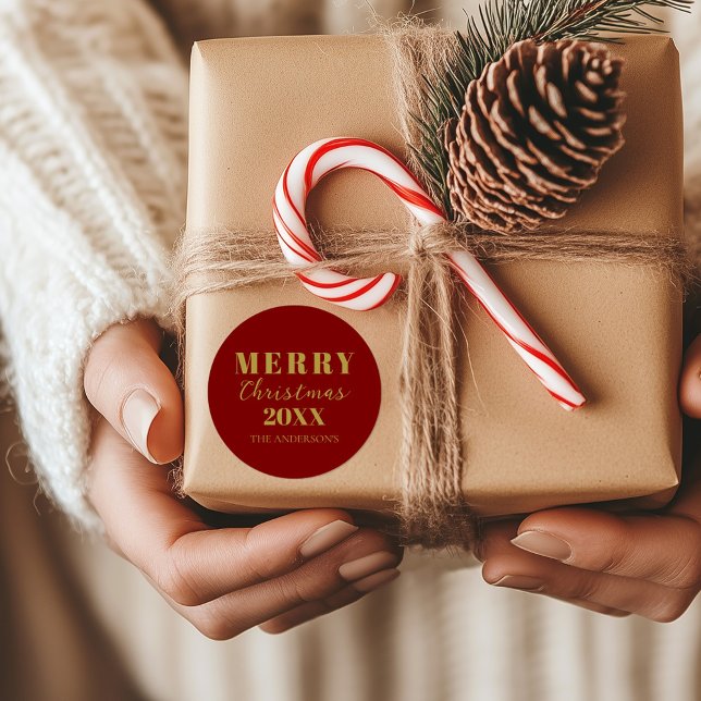 Adesivo Pacote de Férias Douradas Vermelhas de Natal Moder (Criador carregado)