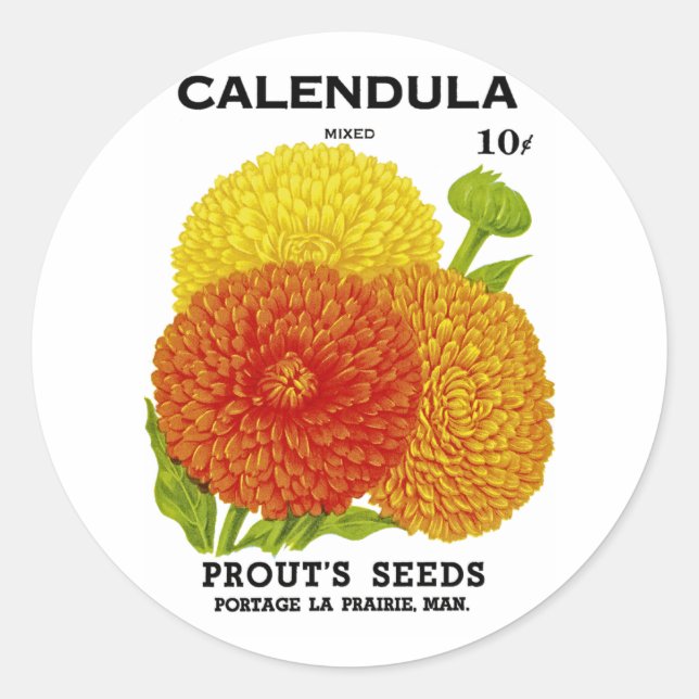 Adesivo Pacote de Semente de Vintagem do Calendário (Frente)