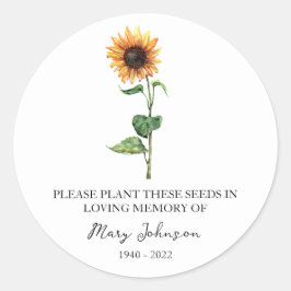 Adesivo Pacote de Semente Funerária de Sunflower Memorial