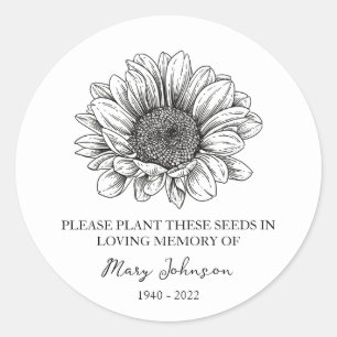 Adesivo Pacote de Semente Funerária de Sunflower Memorial