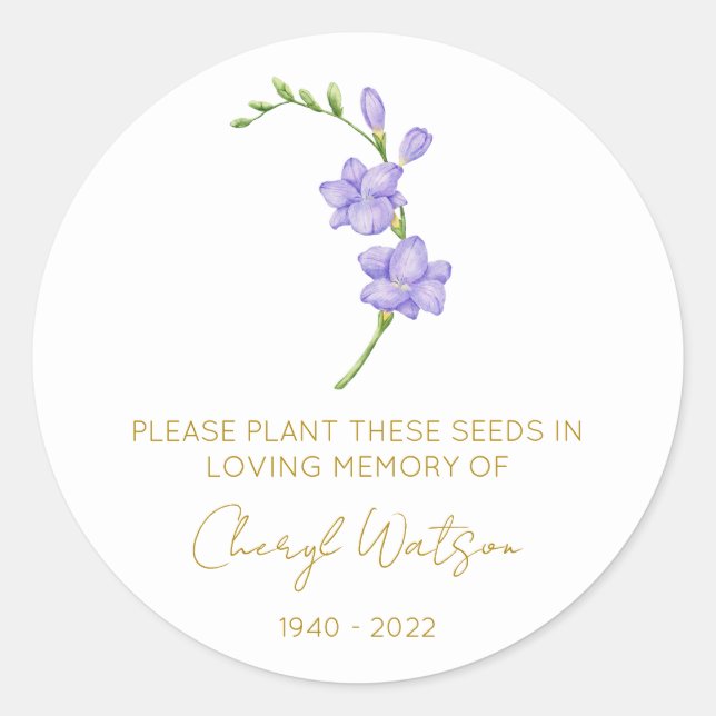 Adesivo Pacote de Sementes de Freesia Simples Memorial (Frente)