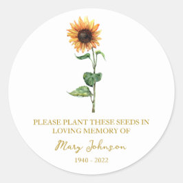 Adesivo Pacote de Sementes de Funeral Memorial de Girassol