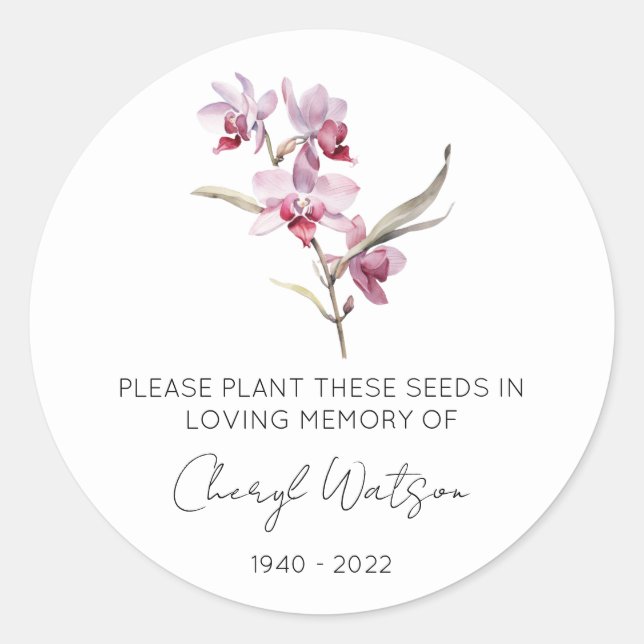 Adesivo Pacote de Sementes de Orquídea Simples Memorial (Frente)