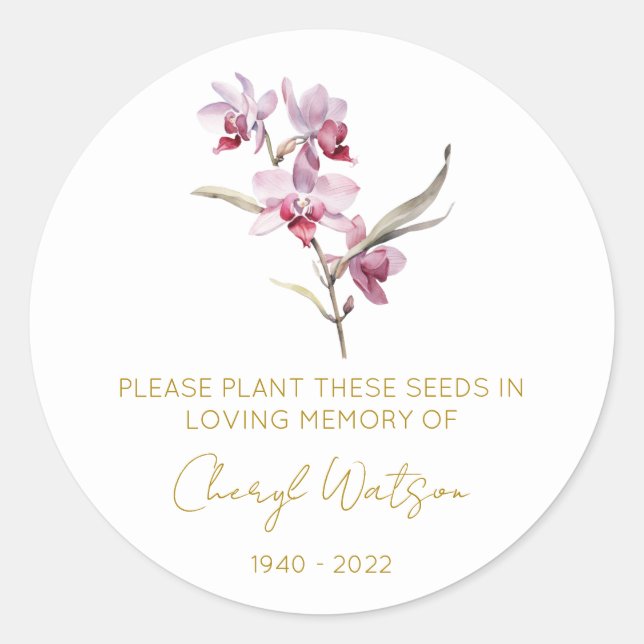 Adesivo Pacote de Sementes de Orquídea Simples Memorial (Frente)