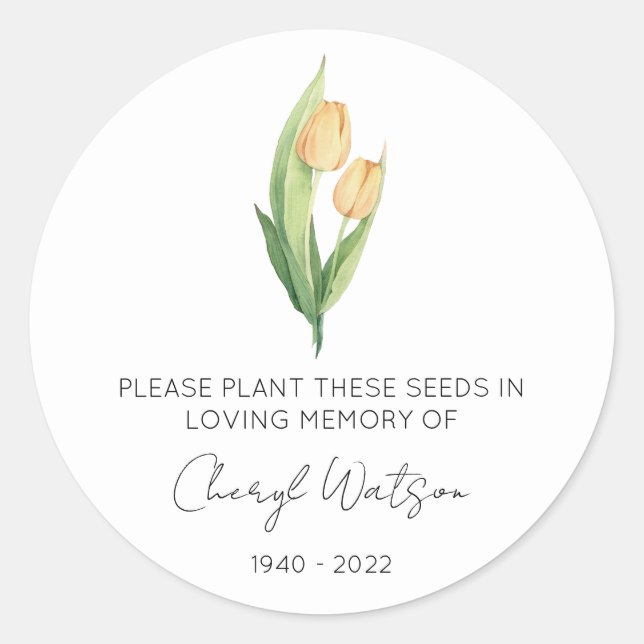 Adesivo Pacote de Sementes de Tulipa Simples Memorial (Frente)
