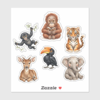 Adesivo Pacote de Stickers de Animais Selvagens Fofos da I