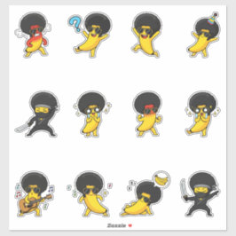 Adesivo Pacote de Stickers de Emoji Afro Banana Retro