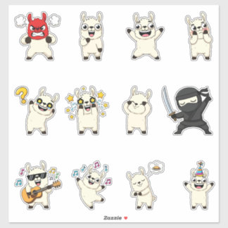 Adesivo Pacote de Stickers de Emoji de Lhama Fofa