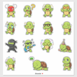 Adesivo Pacote de Stickers de Emoji de Tartaruga Fofa