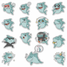 Pacote de Stickers de Emoji de Tubarão Fofo