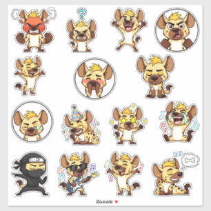 Adesivo Pacote de Stickers de Hiena Fofa Emojis
