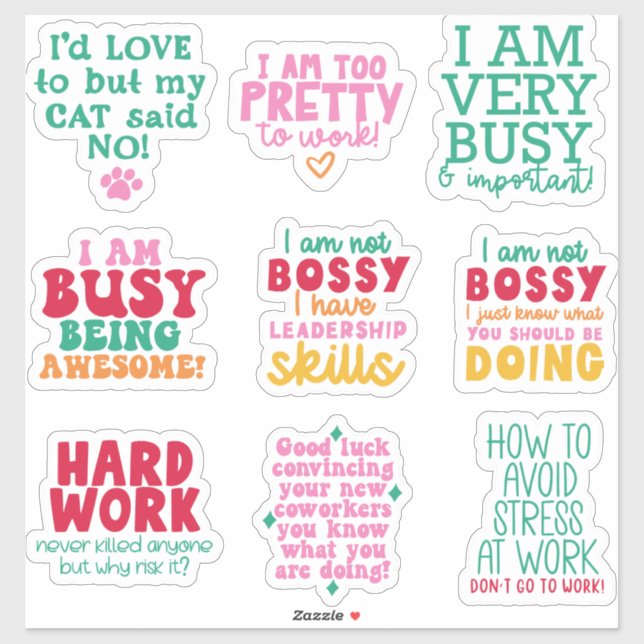 Adesivo Pacote Engraçado Office Sticker motivacional (Folha)