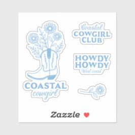 Adesivo Pacote floral azul estético de vaqueira costeira